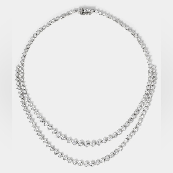 🆕 Nadri Silver Rhodium Cassi Double Row CZ Tennis Necklace
